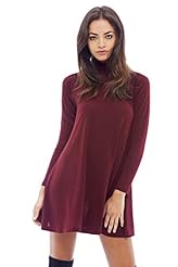 Elastane/Polyester Turtleneck Long Sleeves  Dress