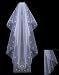 Bridal Wedding CRYSTAL DAISY VEIL, sheer ivory tulle, elbow length