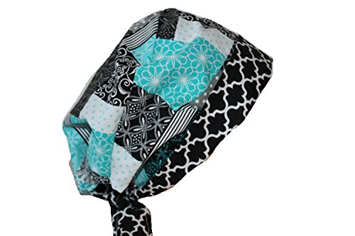 Surgical Scrub Hat Chemo Chef Nurse Vet Cap Pixie Teal Black Grey Aqua Blue