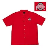 Ohio State Buckeyes NCAA Prevail Button Down Short Sleeve Shirt For Men (Dark Red)