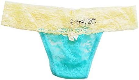 Wide Lace Thong-Aqua/Lemon-LG