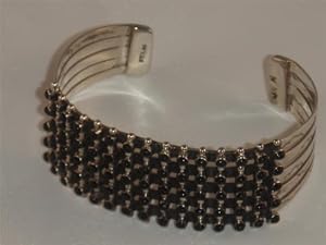 Navajo Black Onyx and Sterling Bracelet - BR-0029