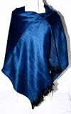 40% Off Super Soft Baby Alpaca Wool Reversible Shawl Wrap Cape Luscious Copenhagen Blue Color Black Accents