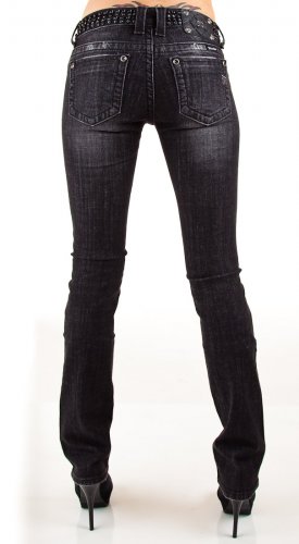 Miss Me Jeans Crystal Straight Leg Jeans (JP5130T6) - Black product image