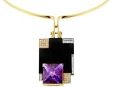Amethyst, Onyx and Diamond Necklace in 18K Yellow Gold ONE OF A KIND PIECE!