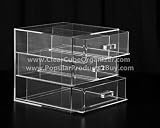 Acrylic Clear Cube Makeup Organizer w/3Drawers Display