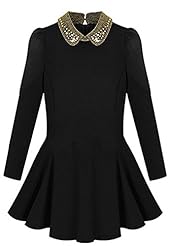 Long Sleeves Tweed Beaded Pleated  Short General Print Mini Dress  With Ruffles