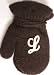 Dark Brown One Size Magic Mitten with Customer Chosen Ivory Monogrammed Letter for In...