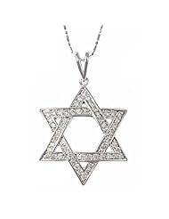 14k White Gold Star of David Diamond Pendant (1.15Cttw, SI Clarity, H Color)