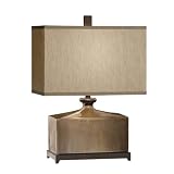 Murray Feiss 10088CGZ/ORB Independents Collection Table Lamp, Cinnamon Glaze/Oil Rubbed Bronze Accents Finish with Champagne Faux Silk Fabric Shade