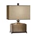 Murray Feiss 10088CGZ/ORB Independents Collection Table Lamp, Cinnamon Glaze/Oil Rubbed Bronze Accents Finish with Champagne Faux Silk Fabric Shade