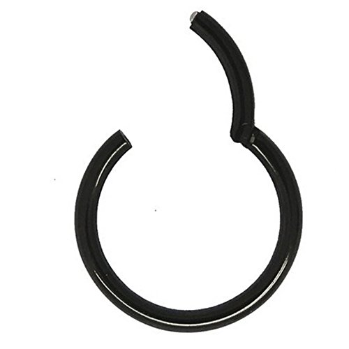 14g 1/2" Stainless Steel Hinged Septum Clicker Segment Nose Ring (Black)