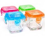 Wean Green Glass Cubes Baby Food Containers - Multi-Color 4 Pack