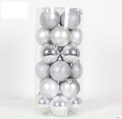 Cmyk® Solid Colored Shatterproof 24pk 2.4-inch (60mm) Christmas Balls Ornament in PVC (Silver)