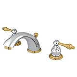 Kingston Brass KB974AL+ Victorian Widespread Lavatory Faucet with Metal lever handle, Polished Chrom