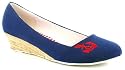 Womens/Ladies Navy Canvas Wedge Shoes - Navy - UK 3-9