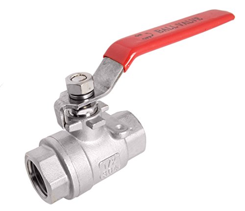 1/2" NPT 304 Stainless Steel Ball Valve For Home Brewing - Full Port ,Red Handle,Non-Locking