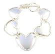 Bracelet - B129 - Designer Inspired Heart Link ~ Brushed Silver Tone Metal