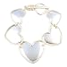 Bracelet - B129 - Designer Inspired Heart Link ~ Brushed Silver Tone Metal