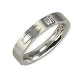 Stainless Steel Cubic Zirconia and Cross 4mm Band Ring - Women