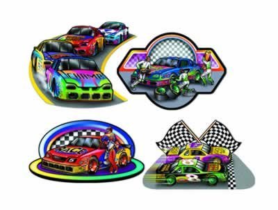Beistle 55998 4-Pack Race Car Cutouts, 131/2-Inch-191/2-Inch