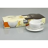 KonitzCoffeeBarCappuccino6-OunceCupsandSaucers,Setof4,White