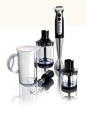 Philips HR1372/90 - M�langeur � main - noir avec des touches m�talliques et rouges