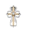 14K Two-Tone Gold Diamond Cross Pendant