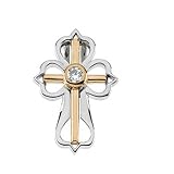 14K Two-Tone Gold Diamond Cross Pendant