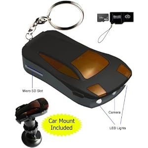 Black Car Keychain LED Flashlight with Built-in Video Camera with Sound + Voice Recorder -... 