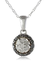 10k White Gold Black and White Diamond Fashion Pendant Necklace (.25 cttw, H-I Color, I2-I3 Clarity), 17"