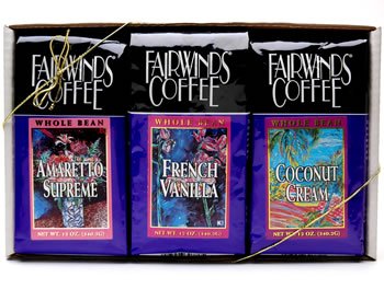 Fairwinds Coffee, Gourmet Flavored Coffee Sampler Gift Pack