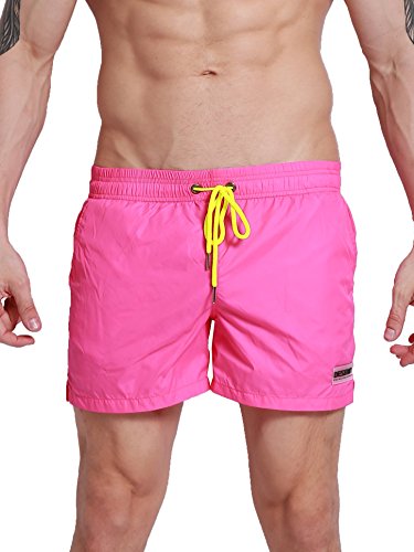 Neleus Men's Dry Fit Athletic Shorts with Elastic Waist,802# Rose Red,USA M,Tag XL
