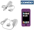 Solid Dark Purple Rubberized Snap on Crystal Hard Case + Rapid Car Charger + Home Travel Charger for Apple Ipod Touch Itouch 8GB 16GB 32GB 2G 3G 2nd 3rd Generation