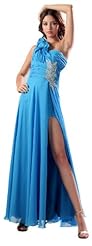 Satin Beaded One Shoulder Prom Dress 