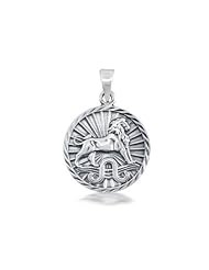Bling Jewelry Sterling Silver Zodiac Leo Large Disc Pendant