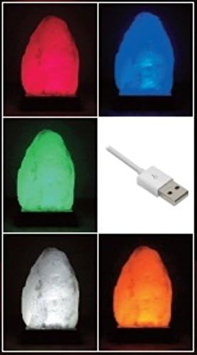 USB Powered LED Mini Himalayan Natural White Crystal Salt Lamp