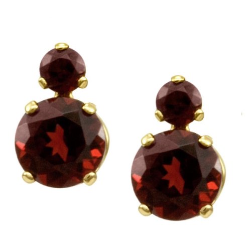14k Yellow Gold Garnet Earrings