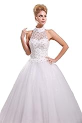 Satin/Tulle Halter  Lace-Up Applique Backless  Ball Gown  Dress