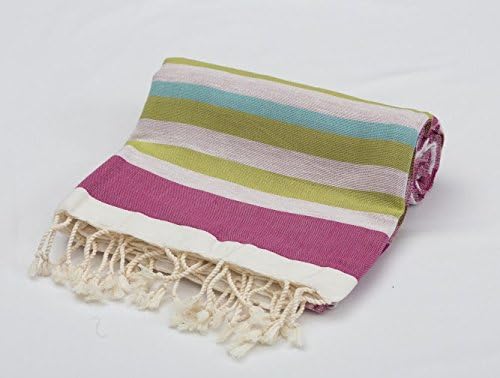 Turquoise Collection Corona DEL MAR Turkish Towel Peshtemal for Hamam Bathrobe Spa Pool Massage Sauna Beach Yacht Gym Fitness Kitchen Yoga Baby Towel Picnic Blanket 100% Cotton (39" X 71", FUCHSIA)