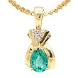 14K Yellow Gold Emerald and Diamond Pendant