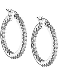 1.10 Cts Diamond Huggie In/Out Earrings in 18K White Gold