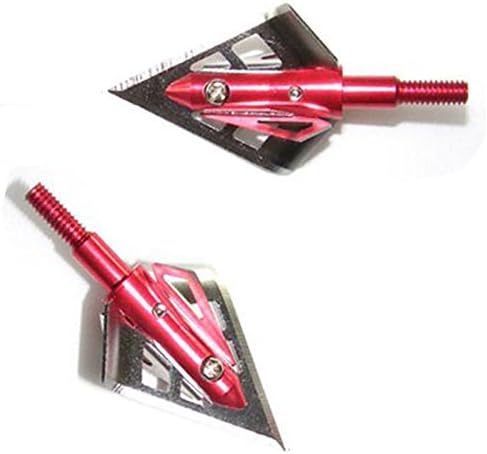 Viare 125 Grain 4 Blades Archery Broadheads Screw-In Arrow Heads Tips for Hunting Red (3)