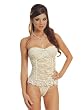 Strapless Sheer Stretch Lace Bustier Corset Lace Up back Matching Thong Included Bridal Gift Idea Size M 8 10