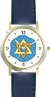 Star of David or Mogen David No.1 Judaica Jewish Theme - WATCHBUDDY&reg; DELUXE TWO-TONE THEME WATCH - Arabic Numbers - Blue Leather Strap-Children's Size-Small ( Boy's Size & Girl's Size )