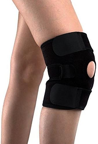 Dehaohui Breathable Neoprene Knee Brace Support Relieves Patella Tendonitis Pain with Basic Open Stabilizer Kneecap Support Lateral Stabilizers Velcro Anti-Slip for Workout Adjustable One Size Black