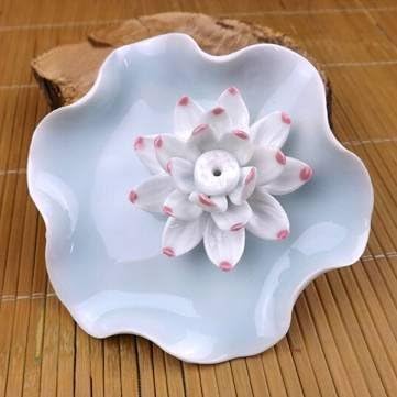 Jingdezhen Ceramic Crafts White Lotus Incense Plug Home Decoration