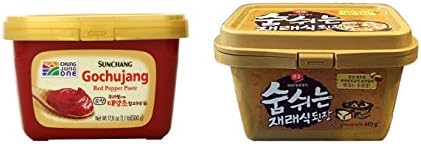 Sunchang Chung Jung One Gochujang 1 lb And Sempio Unpasteurized Non-GMO Togul Soybean Paste 1lb, Doenjang Special Pack