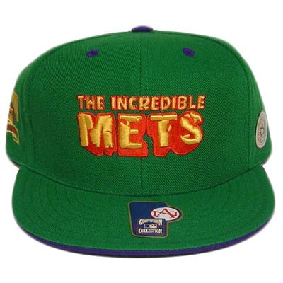 MLB NEW YORK METS FLAT BILL FITTED HAT HULK GREEN 7 3/4