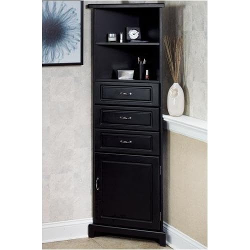 Corner Linen 23.5"w Wood Drs Black Free Standing